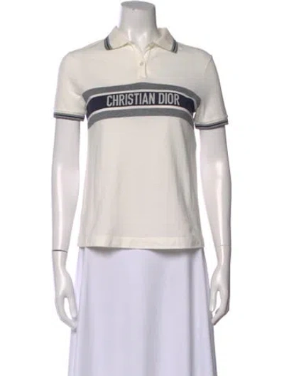Pre-owned Dior 2021 Striped Polo In White