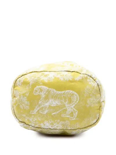 Pre-owned Dior 2021 Technical Fabric Toile De Jouy Travel Drawstring Pouch In Yellow