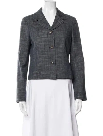 Pre-owned Dior 2021 Tweed Pattern Blazer In Blue