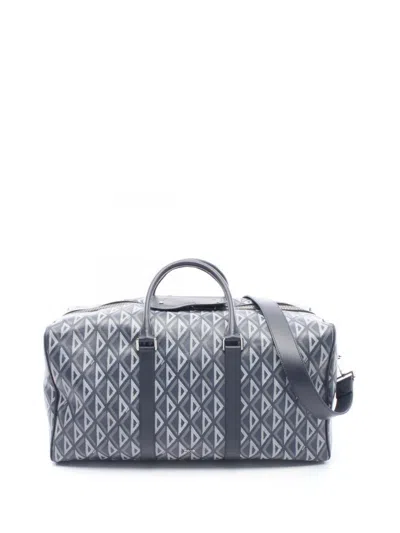 Pre-owned Dior 2021-2026 Cd Diamond Coated Canvas Lingot 50 Travel Bag In Blue