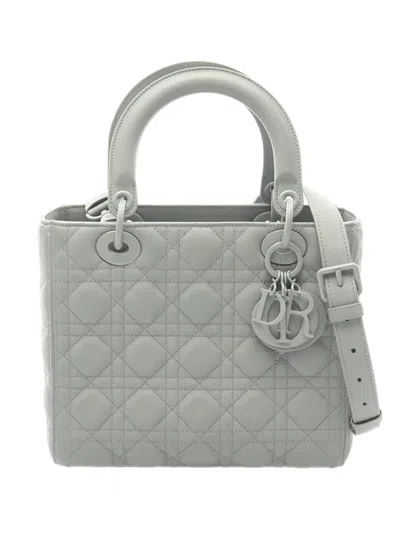 Pre-owned Dior 2021-2026 Medium Ultra Matte Calfskin Cannage Lady  Satchel In Green