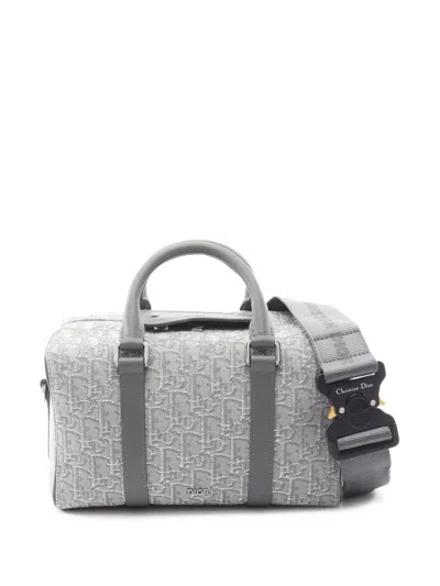 Pre-owned Dior 2021-2026 Oblique Jacquard Lingot 26 Satchel In Gray