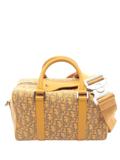 Pre-owned Dior 2021-2026 Oblique Jacquard Lingot 26 Satchel In Yellow