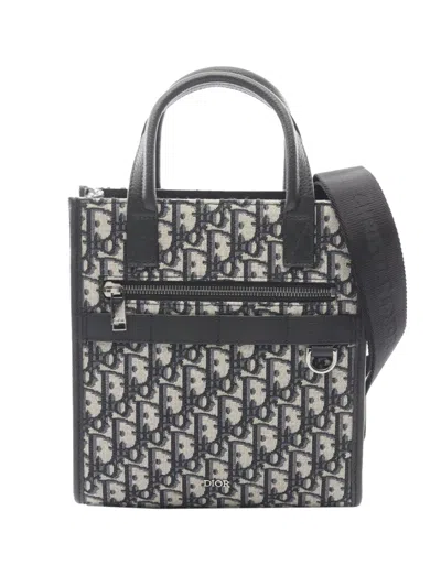 Pre-owned Dior 2021-2026 Oblique Safari North-south Satchel In Brown