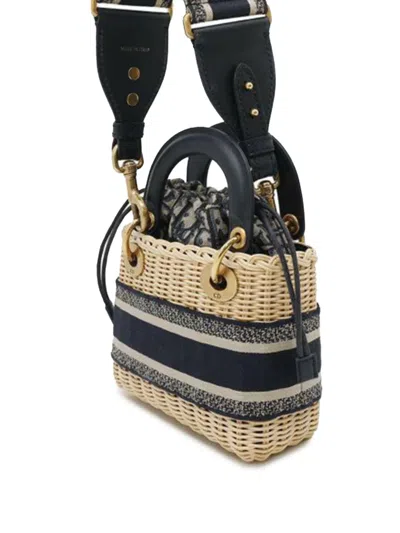 Pre-owned Dior 2022-2025 Mini Oblique Wicker Lady  Satchel