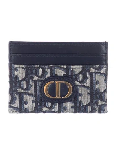 Pre-owned Dior 2022 30 Montaigne Freesia Card Holder In Blue/neutrals