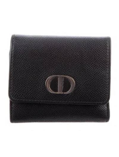 Pre-owned Dior 2022 30 Montaigne Lotus Wallet In Black