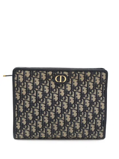 Pre-owned Dior 2022 30 Montaigne Oblique Clutch Bag In Blue