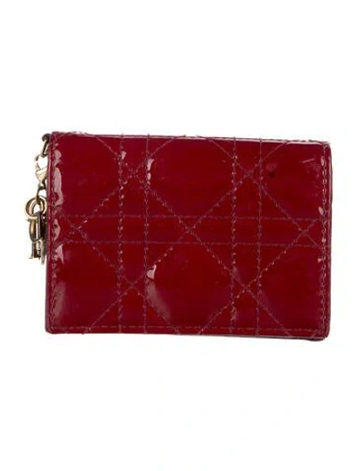 Pre-owned Dior 2022 Cannage Pattern Card Holder In Red