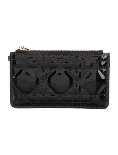 Pre-owned Dior 2022 Cannage Pattern Wallet In Black