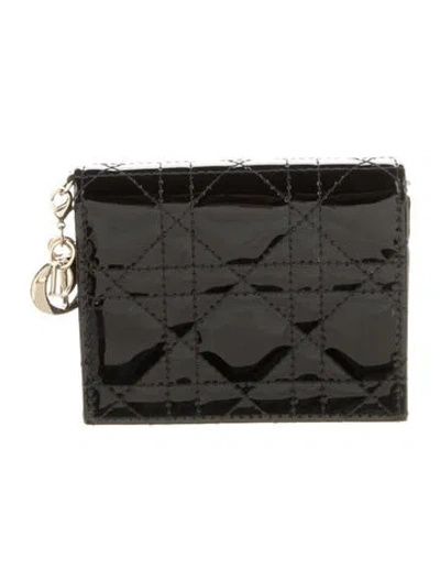 Pre-owned Dior 2022 Cannage Pattern Wallet In Black