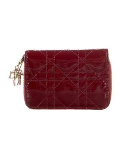 Pre-owned Dior 2022 Cannage Pattern Wallet In Red