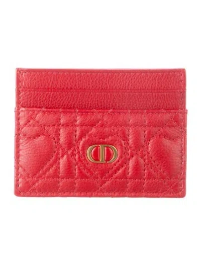 Pre-owned Dior 2022 Cannage Pattern Wallet In Red