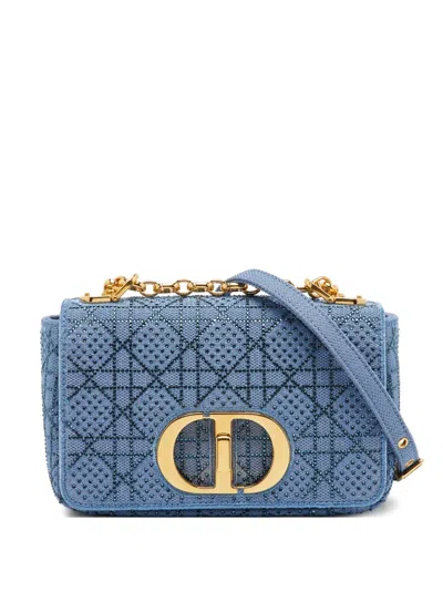 Pre-owned Dior 2022 Caro Cannage Shoulder Bag In Blue