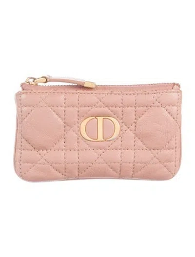Pre-owned Dior 2022 Caro Key Wallet In Neutral