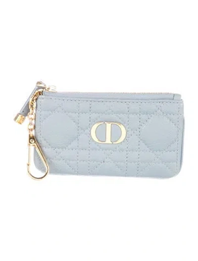 Pre-owned Dior 2022 Caro Wallet In Blue