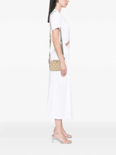 Pre-owned Dior 2022 Cd Diamond Coated Canvas Zipped Pouch With Strap Crossbody Bag In Brown