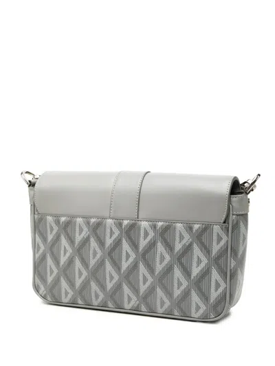 Pre-owned Dior 2022 Coated Canvas Cd Diamond And Calfskin Hit The Road Messenger Bag Crossbody Bag In Grey