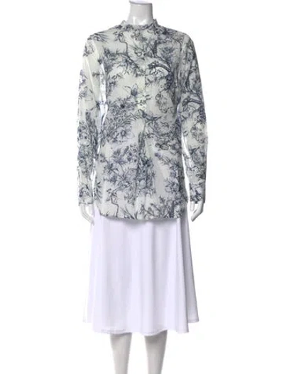 Pre-owned Dior 2022 Floral Print Button-up Top In White