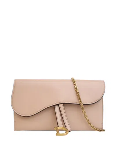 Pre-owned Dior 2022 Goatskin Saddle Wallet On Chain Crossbody Bag