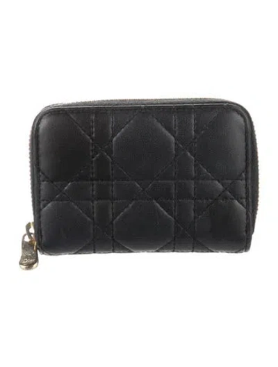 Pre-owned Dior 2022 Lady  Voyageur Coin Purse Wallet In Black
