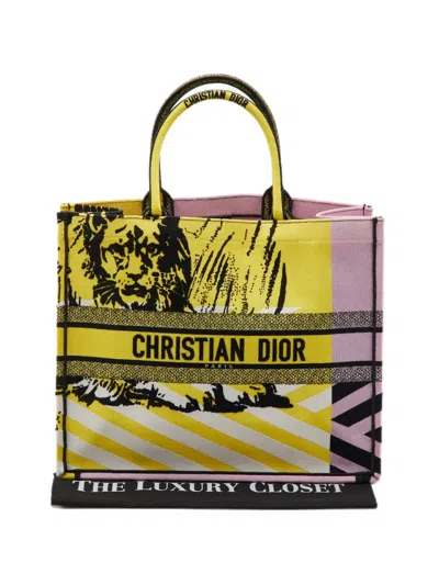 Pre-owned Dior 2022 Large Toile De Jouy Book Tote Bag In Yellow
