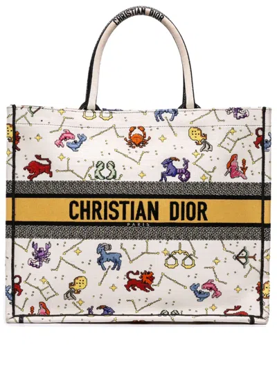 Pre-owned Dior 2022 Large Zodiac Pixel Zodiac Book Tote Bag In Multi