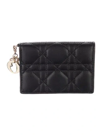 Pre-owned Dior 2022 Leather Card Holder In Black