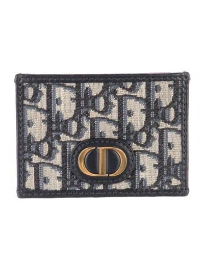 Pre-owned Dior 2022 Leather Card Holder In Blue