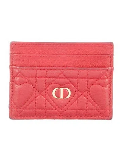 Pre-owned Dior 2022 Leather Card Holder In Red