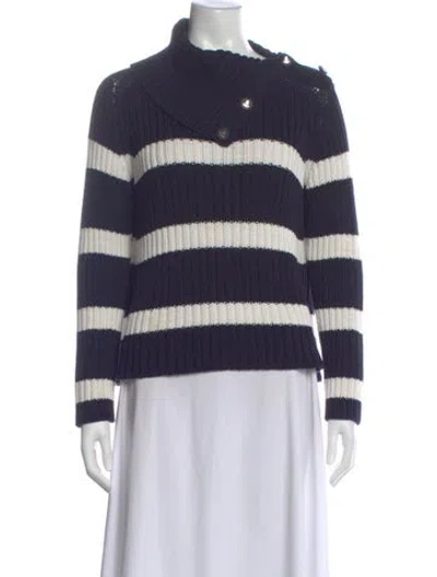 Pre-owned Dior 2022 Marinière D- Stripe Turtleneck Sweater In Blue