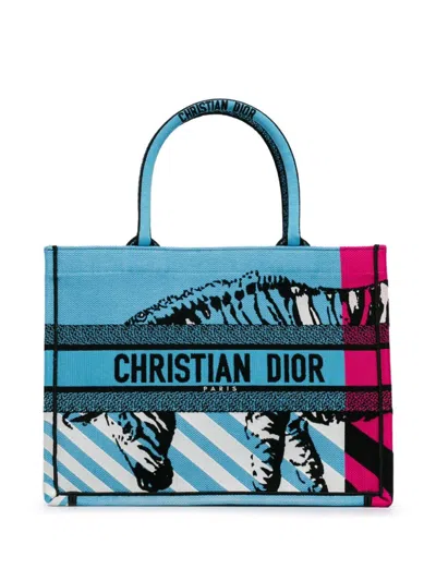 Pre-owned Dior 2022 Medium D-jungle Pop Book Tote Bag In Blue