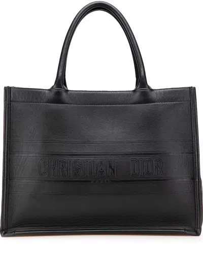 Pre-owned Dior 2022 Medium Embossed Leather Book Tote Bag