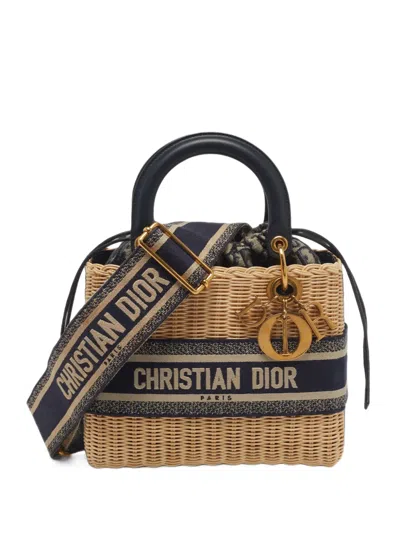 Pre-owned Dior 2022 Medium Lady  Wicker Tote Bag In Neutrals