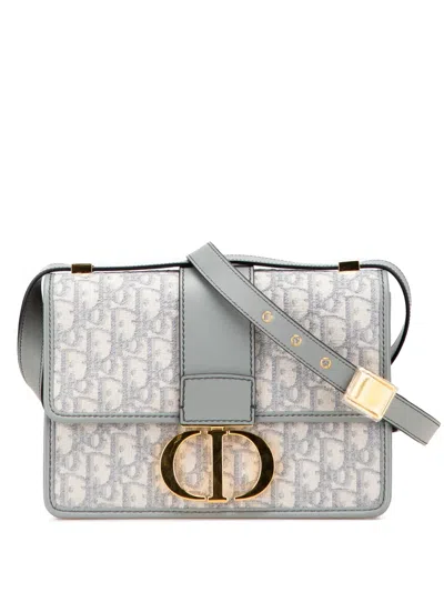 Pre-owned Dior 2022 Medium Oblique Canvas 30 Montaigne Bag Crossbody Bag In Gray