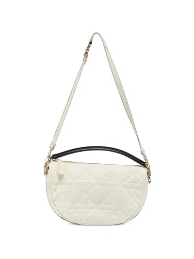 Pre-owned Dior 2022 Medium Vibe Cannage Tote Bag In White
