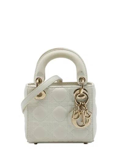 Pre-owned Dior 2022 Micro Lady  Satchel In White