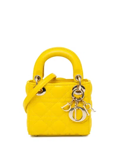 Pre-owned Dior 2022 Micro Lambskin Cannage Lady  Satchel