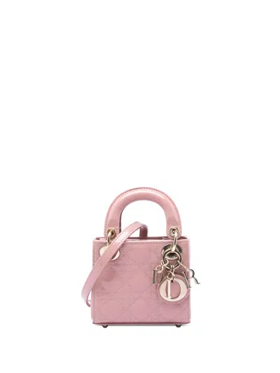 Pre-owned Dior 2022 Micro Patent Cannage Lady  Satchel In Pink