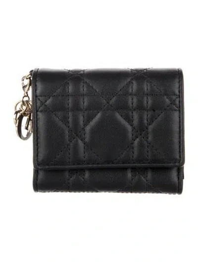 Pre-owned Dior 2022 Mini Lady  Trifold Wallet In Black