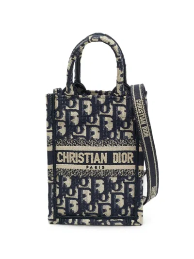 Pre-owned Dior 2022 Mini Oblique Tote Bag In Blue