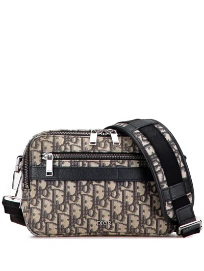 Pre-owned Dior 2022 Oblique Canvas Safari Crossbody Bag In Blue