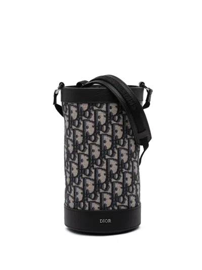 Pre-owned Dior 2022 Oblique Canvas Thermo Bottle Holder Crossbody Bag In Blue