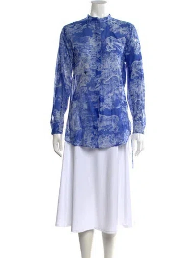 Pre-owned Dior 2022 Printed Button-up Top In Blue