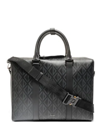 Pre-owned Dior 2022 Rango Cd Diamond Shoulder Bag In Black