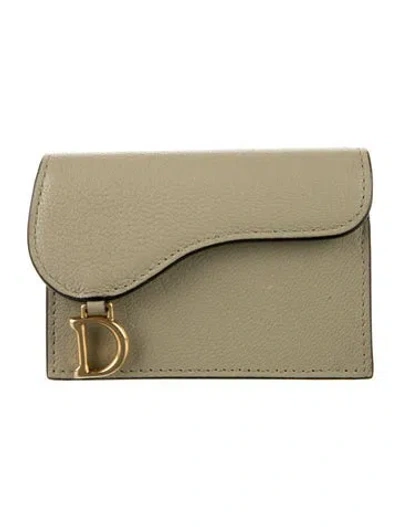 Pre-owned Dior 2022 Saddle Bloom Card Holder Wallet In Neutral