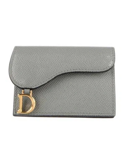 Pre-owned Dior 2022 Saddle Bloom Cardholder Card Holder In Grey