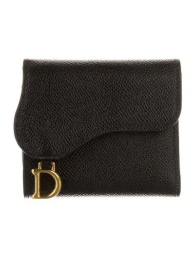 Pre-owned Dior 2022 Saddle Compact Wallet In Black