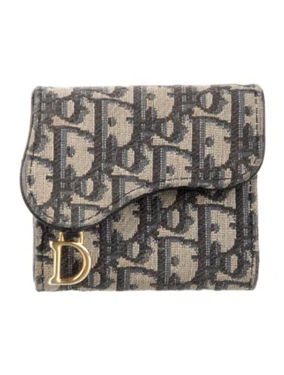 Pre-owned Dior 2022 Saddle Compact Wallet In Blue