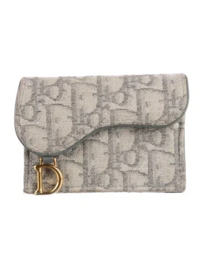 Pre-owned Dior 2022 Saddle Compact Wallet In Gray